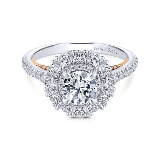 Gabriel & Co. 14k Two Tone Gold Embrace Double Halo Engagement Ring