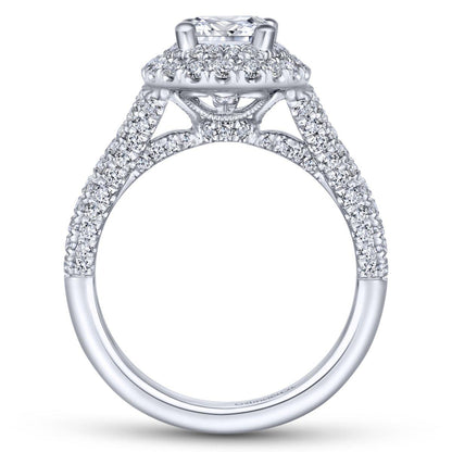 Gabriel & Co. 14k White Gold Rosette Double Halo Engagement Ring