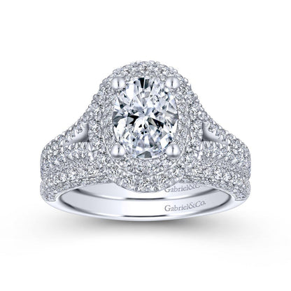 Gabriel & Co. 14k White Gold Rosette Double Halo Engagement Ring