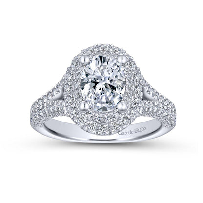 Gabriel & Co. 14k White Gold Rosette Double Halo Engagement Ring