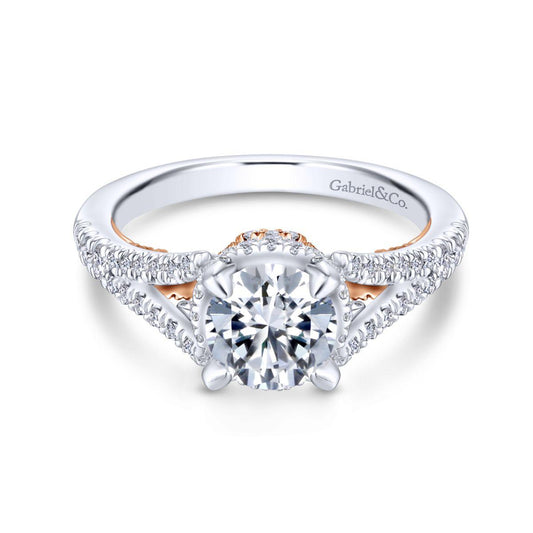 Gabriel & Co. 14k Two Tone Gold Infinity Split Shank Engagement Ring