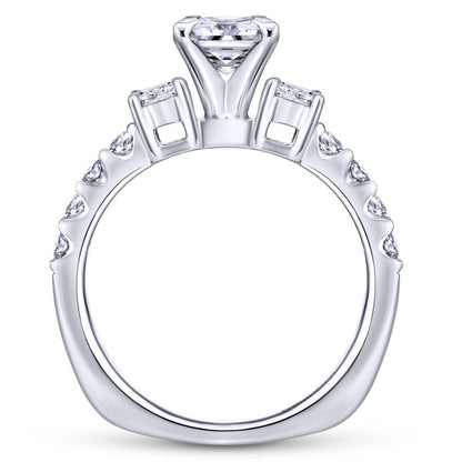 Gabriel & Co. 14k White Gold Contemporary Three Stones Engagement Ring