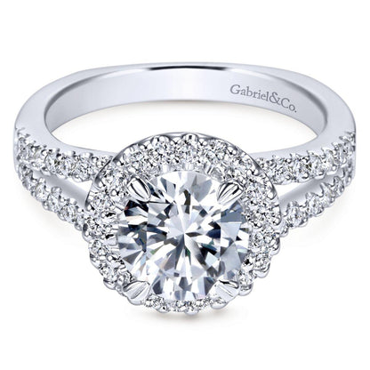 Gabriel & Co. 14k White Gold Contemporary Halo Engagement Ring