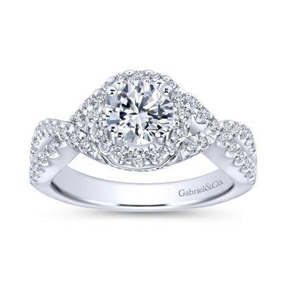 Gabriel & Co. 14k White Gold Contemporary Halo Engagement Ring