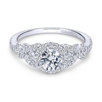 Gabriel & Co. 14k White Gold Contemporary Halo Engagement Ring