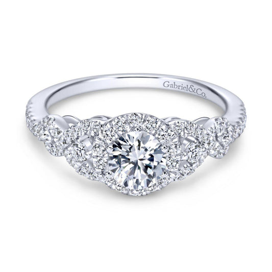 Gabriel & Co. 14k White Gold Contemporary Halo Engagement Ring