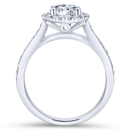 Gabriel & Co. 14k White Gold Victorian Halo Engagement Ring