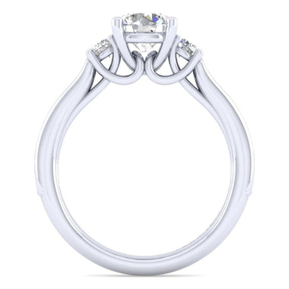 Gabriel & Co. 14k White Gold Contemporary Three Stones Engagement Ring