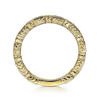 Gabriel & Co. LR4380Y45SA 14K Yellow Gold Sapphire Baguette and Round Diamond Stackable Ring