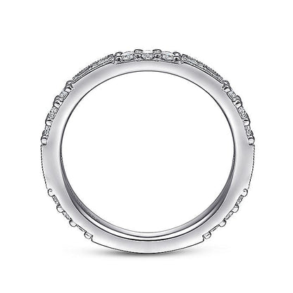 Gabriel & Co. LR4572W45JJ 14K White Gold Baguette and Round Diamond Stackable Ring