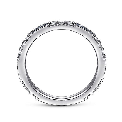 Gabriel & Co. LR4572W45SA 14K White Gold Sapphire Baguette and Diamond Stackable Ring