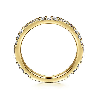 Gabriel & Co. LR4572Y45JJ 14K Yellow Gold Baguette and Round Diamond Stackable Ring