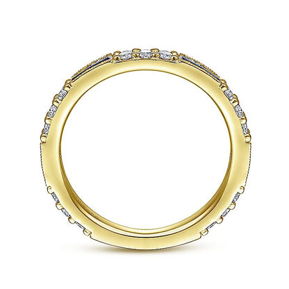 Gabriel & Co. LR4572Y45SA 14K Yellow Gold Sapphire Baguette and Diamond Stackable Ring