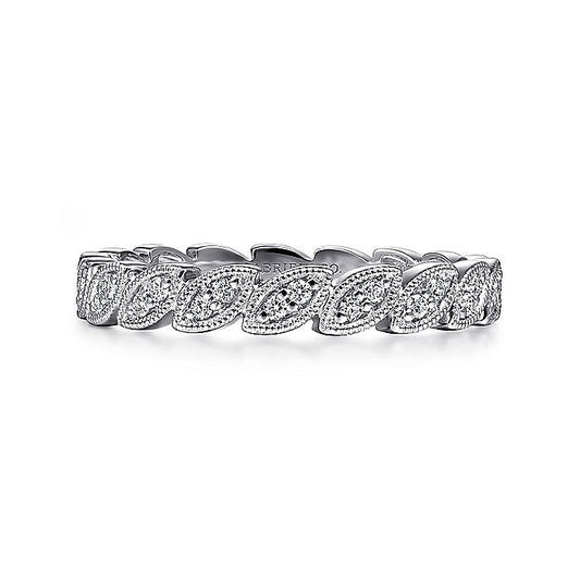Gabriel & Co. LR4652W45JJ 14K White Gold Scalloped Marquise Stackable Diamond Ring