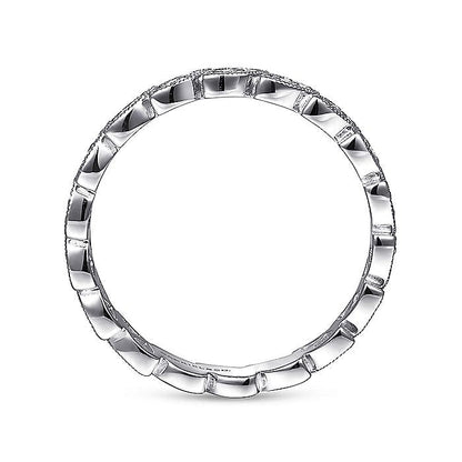 Gabriel & Co. LR4652W45JJ 14K White Gold Scalloped Marquise Stackable Diamond Ring