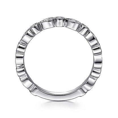 Gabriel & Co. LR4748W45JJ 14K White Gold Pear and Round Station Stackable Diamond Ring