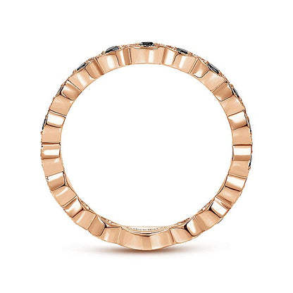 Gabriel & Co. LR4794K4JBD 14K Rose Gold Contoured Marquise Station Black Diamond Ring