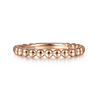 Gabriel & Co. LR4871K4JJJ 14K Rose Gold Bujukan Beaded Band