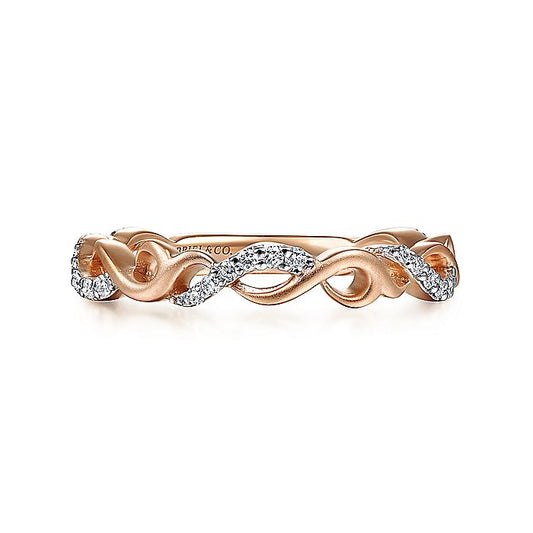 Gabriel & Co. LR4878K45JJ 14K Rose Gold Twisted Stackable Diamond Ring