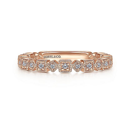 Gabriel & Co. LR4912K45JJ 14K Rose Gold Geometric Diamond Stackable Ring