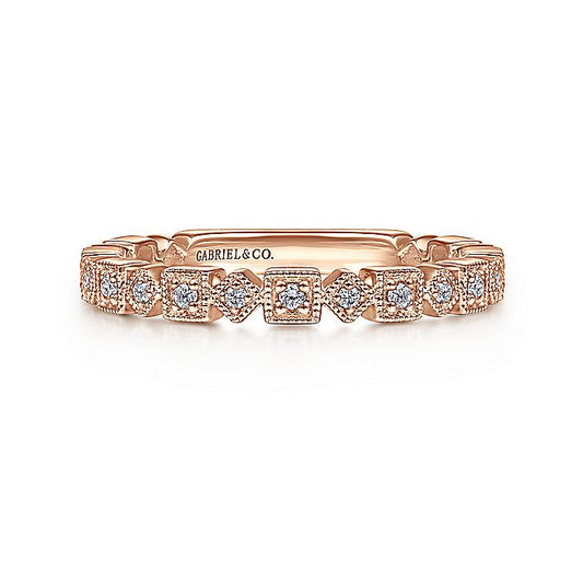 Gabriel & Co. LR4912K45JJ 14K Rose Gold Geometric Diamond Stackable Ring