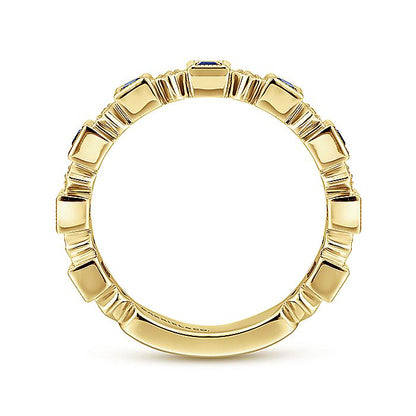 Gabriel & Co. LR4912Y45SA 14K Yellow Gold Geometric Sapphire and Diamond Stackable Ring