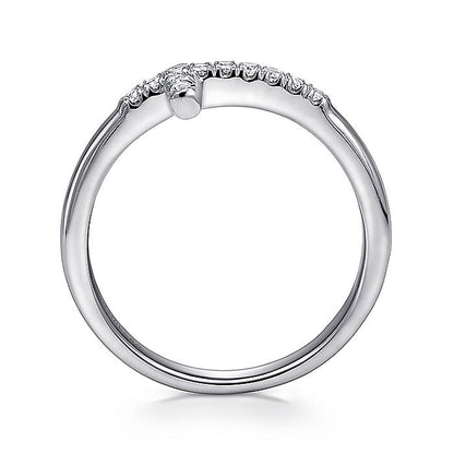 Gabriel & Co. LR50221W45JJ 14K White Gold Sideways Diamond Cross Ring