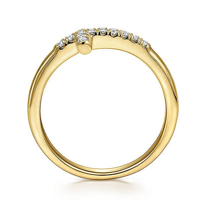 Gabriel & Co. LR50221Y45JJ 14K Yellow Gold Sideways Diamond Cross Ring