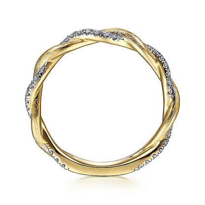 Gabriel & Co. LR50886Y45JJ 14K Yellow Gold Twisted Diamond Stackable Ring