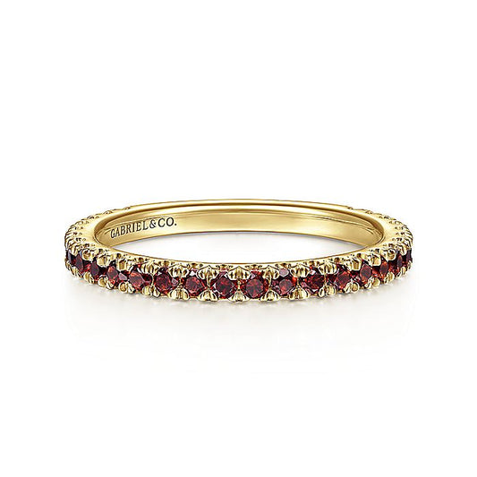 Gabriel & Co. LR50889Y4JGN 14K Yellow Gold Garnet Stacklable Ring