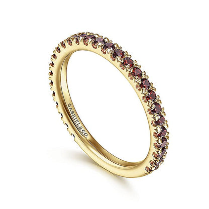 Gabriel & Co. LR50889Y4JGN 14K Yellow Gold Garnet Stacklable Ring