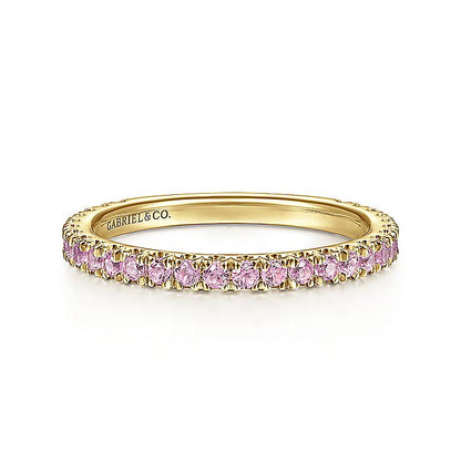 Gabriel & Co. LR50889Y4JPS 14k Yellow Gold Pink Sapphire Stackable Ring