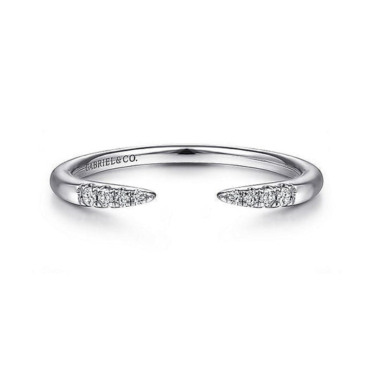 Gabriel & Co. LR51177W45JJ 14K White Gold Open Diamond Tipped Stackable Ring