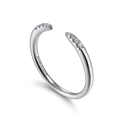 Gabriel & Co. LR51177W45JJ 14K White Gold Open Diamond Tipped Stackable Ring