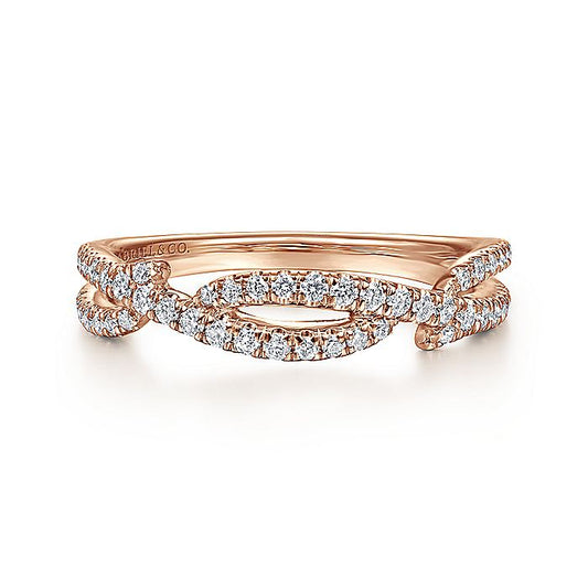 Gabriel & Co. LR51182K45JJ 14K Rose Gold Twisted Diamond Ring