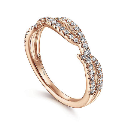 Gabriel & Co. LR51182K45JJ 14K Rose Gold Twisted Diamond Ring
