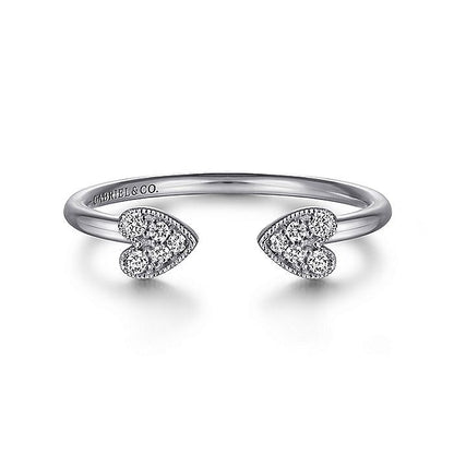 Gabriel & Co. LR51261W45JJ Split 14K White Gold Pavé Diamond Heart Ring