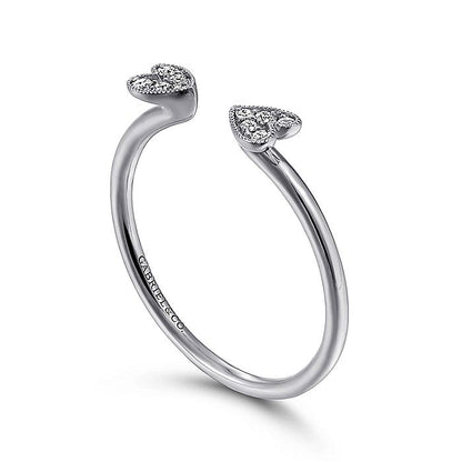Gabriel & Co. LR51261W45JJ Split 14K White Gold Pavé Diamond Heart Ring