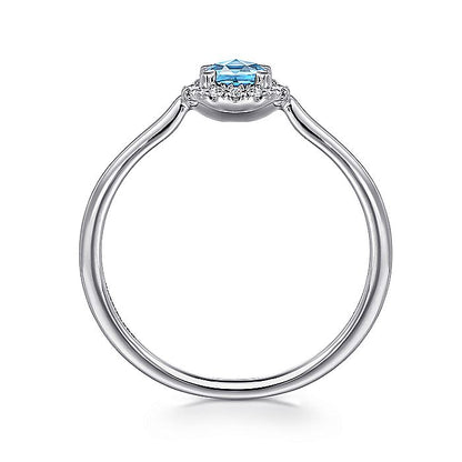 Gabriel & Co. LR51264W45BT 14K White Gold Blue Topaz and Diamond Halo Promise Ring