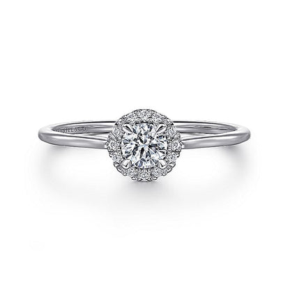 Gabriel & Co. LR51264W45JJ 14K White Gold Diamond Halo Promise Ring