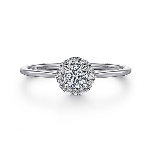 Gabriel & Co. LR51264W45JJ 14K White Gold Diamond Halo Promise Ring
