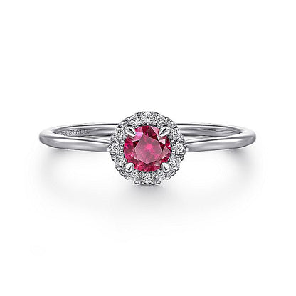 Gabriel & Co. LR51264W45RA 14K White Gold Ruby and Diamond Halo Promise Ring