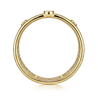 Gabriel & Co. LR51278Y45JJ 14K Yellow Gold Bezel Set Diamond Station Layered Ring