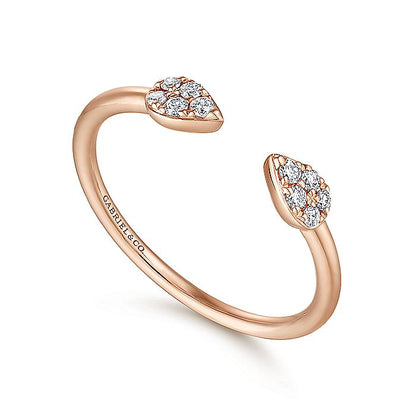 Gabriel & Co. LR51283K45JJ 14K Rose Gold Teardrop Pavé Diamond Cluster Split Ring