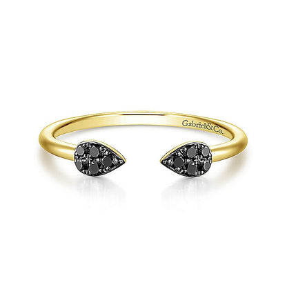 Gabriel & Co. LR51283Y4JBD 14K Yellow Gold Teardrop Pavé Black Diamond Cluster Split Ring