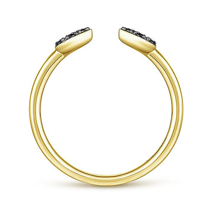 Gabriel & Co. LR51283Y4JBD 14K Yellow Gold Teardrop Pavé Black Diamond Cluster Split Ring