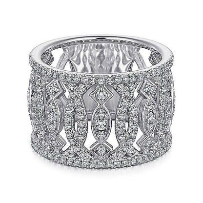 Gabriel & Co. LR51336W45JJ 14K White Gold Wide Open Pattern Diamond Ring