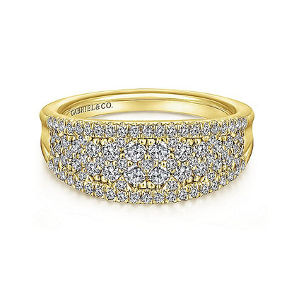 Gabriel & Co. LR51342Y45JJ 14K Yellow Gold Curved Pavé Diamond Ring