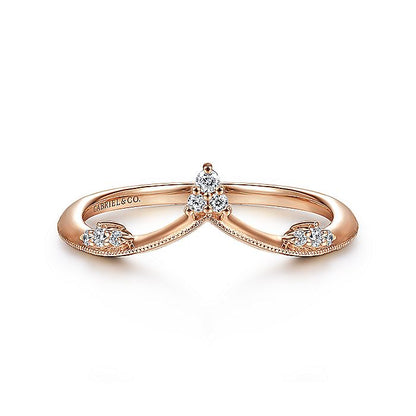 Gabriel & Co. LR51459K45JJ 14K Rose Gold Diamond Cluster Chevron Ring