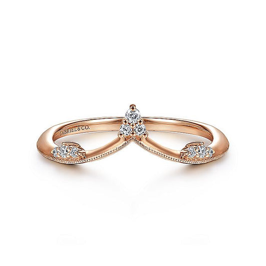 Gabriel & Co. LR51459K45JJ 14K Rose Gold Diamond Cluster Chevron Ring